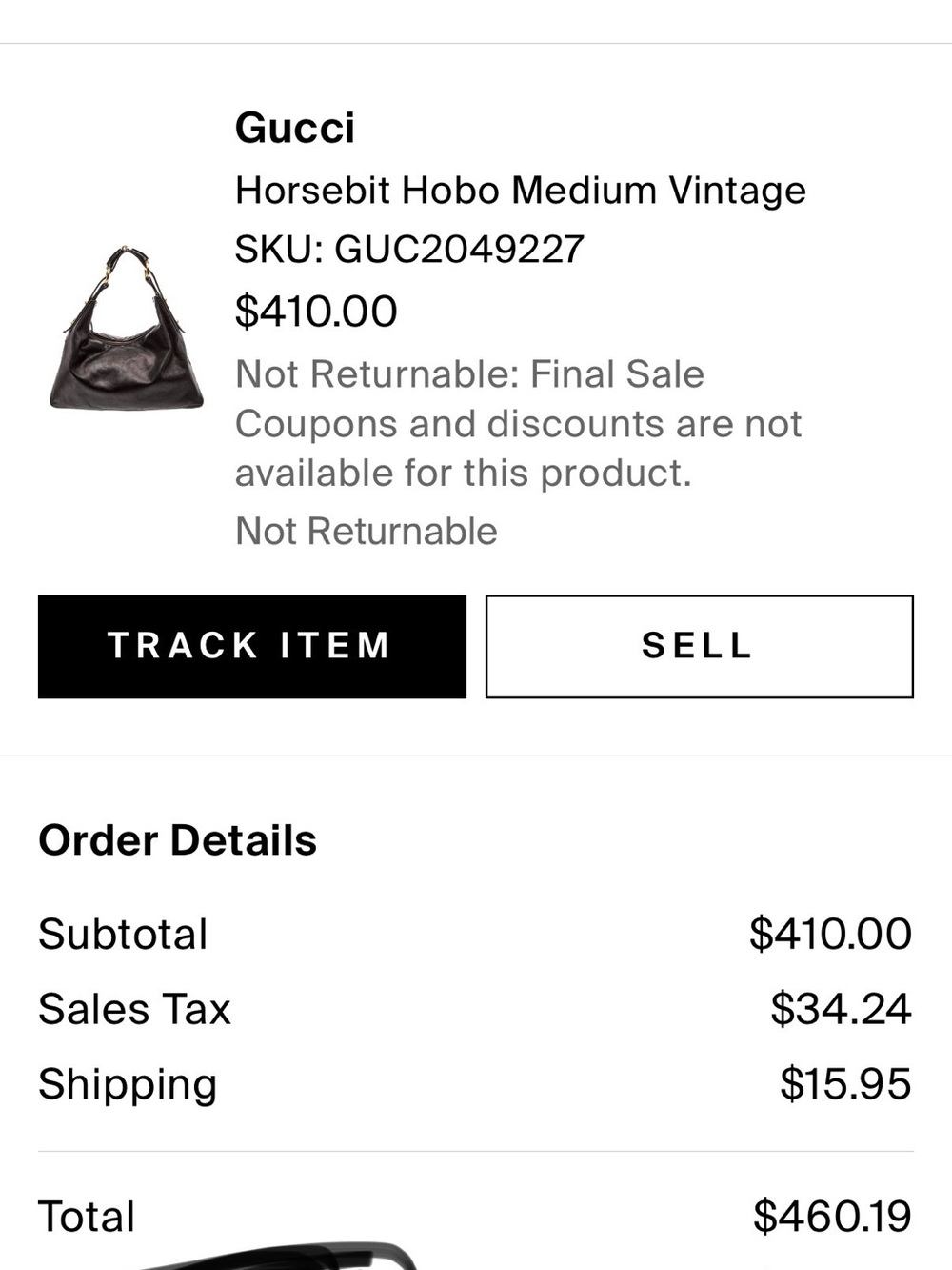 Authentic Gucci Black Leather Horsebit Hobo Bag Medium Vintage - Picture 12 of 13